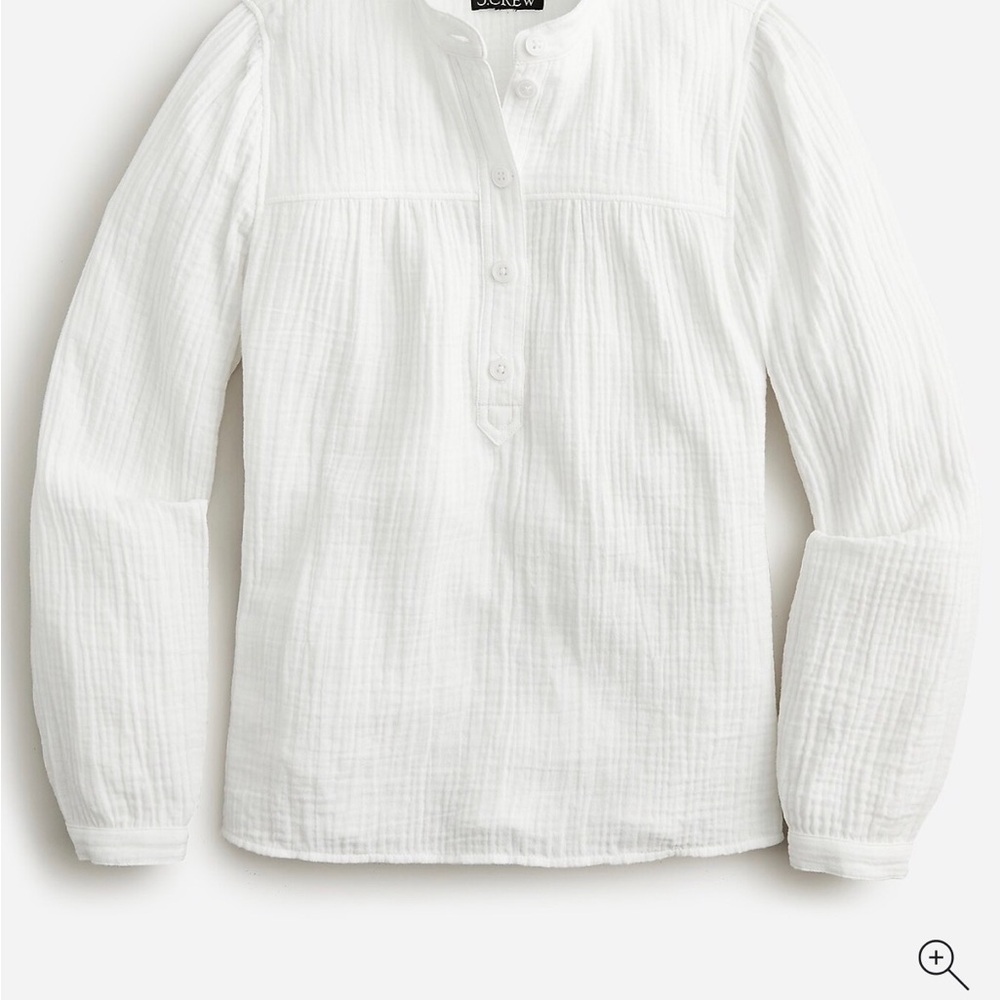 J. Crew Fresco White Cotton Gauze Long-Sleeve Tunic